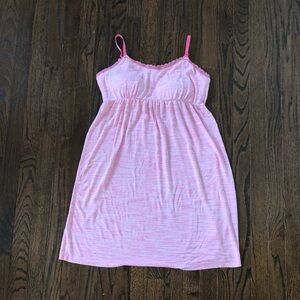 Motherhood Maternity M Heathered Pink/White Nursing Nightgown w/Built-In Cups